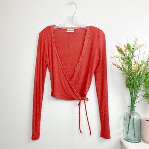 ⭐️ URBAN OUTFITTERS Lace Wrap Crop Long Sleeve Knit Medium